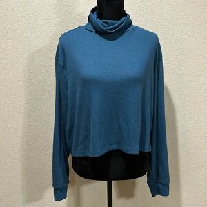 Blue Waffleknit Turtleneck
